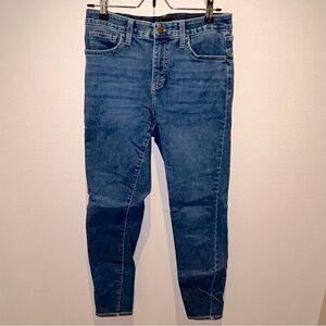 High waisted skinny leg blue jean